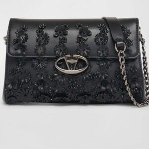 Valentino Garavani VLOGO Flower Leather Shoulder Bag NWT